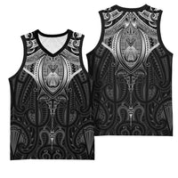 New Zealand Aotearoa Basketball Jersey Maori Manta Ray Moko Black - Polynesian Pride