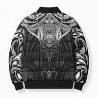 New Zealand Aotearoa Bomber Puffer Jacket Maori Manta Ray Moko Black - Polynesian Pride
