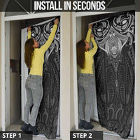 New Zealand Aotearoa Door Cover Maori Manta Ray Moko Black - Polynesian Pride