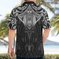 New Zealand Aotearoa Hawaiian Shirt Maori Manta Ray Moko Black - Polynesian Pride
