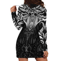 New Zealand Aotearoa Hoodie Dress Maori Manta Ray Moko Black - Polynesian Pride