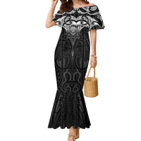 New Zealand Aotearoa Mermaid Dress Maori Manta Ray Moko Black - Polynesian Pride