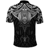 New Zealand Aotearoa Polo Shirt Maori Manta Ray Moko Black - Polynesian Pride