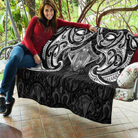 New Zealand Aotearoa Quilt Maori Manta Ray Moko Black - Polynesian Pride