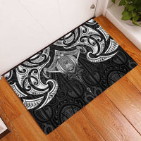 New Zealand Aotearoa Rubber Doormat Maori Manta Ray Moko Black - Polynesian Pride