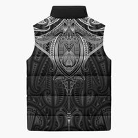 New Zealand Aotearoa Sleeveless Puffer Jacket Maori Manta Ray Moko Black - Polynesian Pride