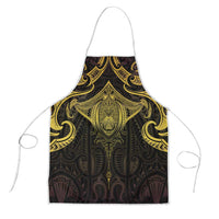 New Zealand Aotearoa Apron Maori Manta Ray Moko Gold - Polynesian Pride