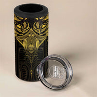 New Zealand Aotearoa 4 in 1 Can Cooler Tumbler Maori Manta Ray Moko Gold - Polynesian Pride