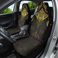 New Zealand Aotearoa Car Seat Cover Maori Manta Ray Moko Gold - Polynesian Pride
