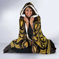 New Zealand Aotearoa Hooded Blanket Maori Manta Ray Moko Gold - Polynesian Pride