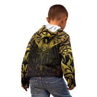 New Zealand Aotearoa Kid Hoodie Maori Manta Ray Moko Gold - Polynesian Pride
