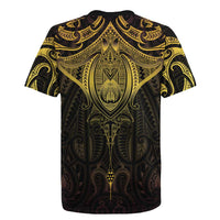New Zealand Aotearoa Rugby Jersey Maori Manta Ray Moko Gold - Polynesian Pride
