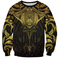 New Zealand Aotearoa Sweatshirt Maori Manta Ray Moko Gold - Polynesian Pride