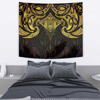 New Zealand Aotearoa Tapestry Maori Manta Ray Moko Gold - Polynesian Pride