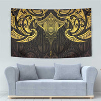 New Zealand Aotearoa Tapestry Maori Manta Ray Moko Gold - Polynesian Pride