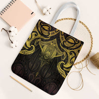 New Zealand Aotearoa Tote Bag Maori Manta Ray Moko Gold - Polynesian Pride
