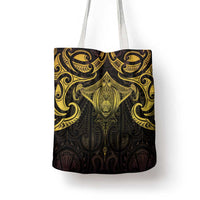 New Zealand Aotearoa Tote Bag Maori Manta Ray Moko Gold - Polynesian Pride