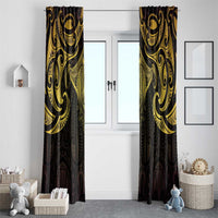 New Zealand Aotearoa Window Curtain Maori Manta Ray Moko Gold - Polynesian Pride