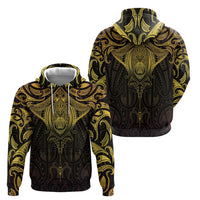 New Zealand Aotearoa Zip Hoodie Maori Manta Ray Moko Gold - Polynesian Pride
