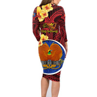 Papua New Guinea Gulf Province Family Matching Long Sleeve Bodycon Dress and Hawaiian Shirt Mix Coat Of Arms Polynesian Pattern LT05 - Polynesian Pride