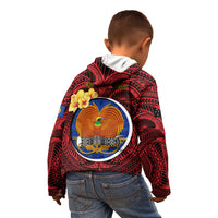 Papua New Guinea Gulf Province Kid Hoodie Mix Coat Of Arms Polynesian Pattern LT05 - Polynesian Pride