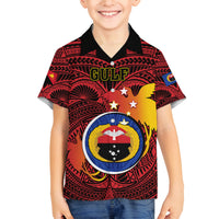 Personalized Papua New Guinea Gulf Province Kid Hawaiian Shirt Mix Coat Of Arms Polynesian Pattern LT05 - Polynesian Pride
