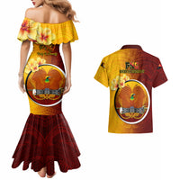 Papua New Guinea Western Province Couples Matching Mermaid Dress and Hawaiian Shirt Mix Coat Of Arms Polynesian Pattern LT05 - Polynesian Pride