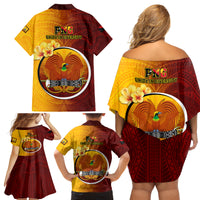 Papua New Guinea Western Province Family Matching Off Shoulder Short Dress and Hawaiian Shirt Mix Coat Of Arms Polynesian Pattern LT05 - Polynesian Pride