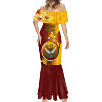 Papua New Guinea Western Province Mermaid Dress Mix Coat Of Arms Polynesian Pattern LT05 - Polynesian Pride