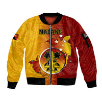 Papua New Guinea Madang Province Sleeve Zip Bomber Jacket Mix Coat Of Arms Polynesian Pattern LT05 Unisex Yellow - Polynesian Pride