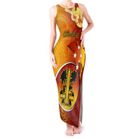 Papua New Guinea Madang Province Tank Maxi Dress Mix Coat Of Arms Polynesian Pattern LT05 Women Yellow - Polynesian Pride
