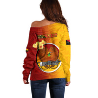 Personalized Papua New Guinea Madang Province Off Shoulder Sweater Mix Coat Of Arms Polynesian Pattern LT05 - Polynesian Pride