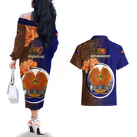 Papua New Guinea Manus Province Couples Matching Off The Shoulder Long Sleeve Dress and Hawaiian Shirt Mix Coat Of Arms Polynesian Pattern LT05 - Polynesian Pride