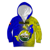 Papua New Guinea Morobe Province Kid Hoodie Mix Coat Of Arms Polynesian Pattern LT05 Zip Hoodie Yellow - Polynesian Pride