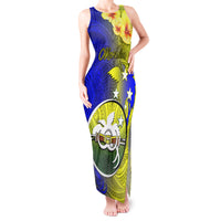 Papua New Guinea Morobe Province Tank Maxi Dress Mix Coat Of Arms Polynesian Pattern LT05 Women Yellow - Polynesian Pride
