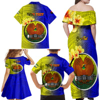 Personalized Papua New Guinea Morobe Province Family Matching Off Shoulder Maxi Dress and Hawaiian Shirt Mix Coat Of Arms Polynesian Pattern LT05 - Polynesian Pride