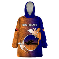 Papua New Guinea New Ireland Province Wearable Blanket Hoodie Mix Coat Of Arms Polynesian Pattern LT05 One Size Blue - Polynesian Pride