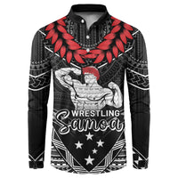 Custom Samoa Wrestling Button Sweatshirt Samoan Wrestler Ulafala Style LT05 Black - Polynesian Pride