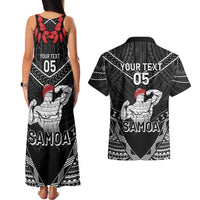 Custom Samoa Wrestling Couples Matching Tank Maxi Dress and Hawaiian Shirt Samoan Wrestler Ulafala Style LT05 - Polynesian Pride