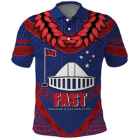 Personalised FAST Party Samoa Polo Shirt Samoan Coat Of Arms Ulafala Style