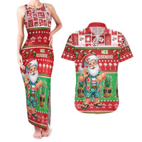Mele Kalikimaka Hawaii Christmas Couples Matching Tank Maxi Dress and Hawaiian Shirt Funny Santa 67 Gen Alpha Slang - Polynesian Pride