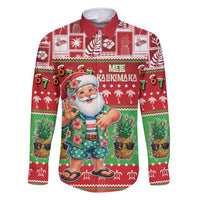 Mele Kalikimaka Hawaii Christmas Family Matching Long Sleeve Bodycon Dress and Hawaiian Shirt Funny Santa 67 Gen Alpha Slang - Polynesian Pride