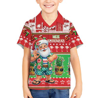 Mele Kalikimaka Hawaii Christmas Family Matching Off Shoulder Maxi Dress and Hawaiian Shirt Funny Santa 67 Gen Alpha Slang - Polynesian Pride