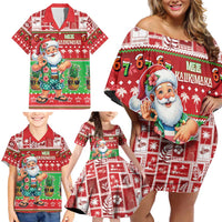 Mele Kalikimaka Hawaii Christmas Family Matching Off Shoulder Short Dress and Hawaiian Shirt Funny Santa 67 Gen Alpha Slang - Polynesian Pride