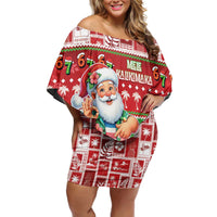 Mele Kalikimaka Hawaii Christmas Family Matching Off Shoulder Short Dress and Hawaiian Shirt Funny Santa 67 Gen Alpha Slang - Polynesian Pride
