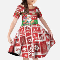 Mele Kalikimaka Hawaii Christmas Family Matching Short Sleeve Bodycon Dress and Hawaiian Shirt Funny Santa 67 Gen Alpha Slang - Polynesian Pride
