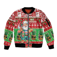 Mele Kalikimaka Hawaii Christmas Sleeve Zip Bomber Jacket Funny Santa 67 Gen Alpha Slang - Polynesian Pride