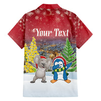 Personalised Christmas In July Family Matching Off The Shoulder Long Sleeve Dress and Hawaiian Shirt Funny Dabbing Dance Koala And Blue Penguins LT05 - Polynesian Pride