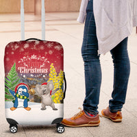 Christmas In July Luggage Cover Funny Dabbing Dance Koala And Blue Penguins LT05 Red - Polynesian Pride