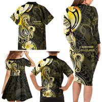 Sarcoma Awareness Family Matching Long Sleeve Bodycon Dress and Hawaiian Shirt You Are Stronger Than Sarcoma